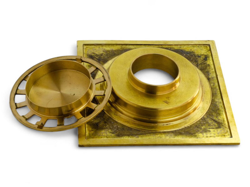 Hammered Solid Brass Floor Drain Cover - Elegant Square Shower Drain