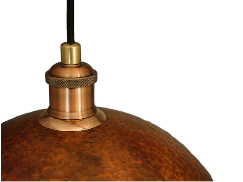 Oxidized Copper Pendant Light - Dome Ceiling Light Fixture for Kitchen Island & Dining Room