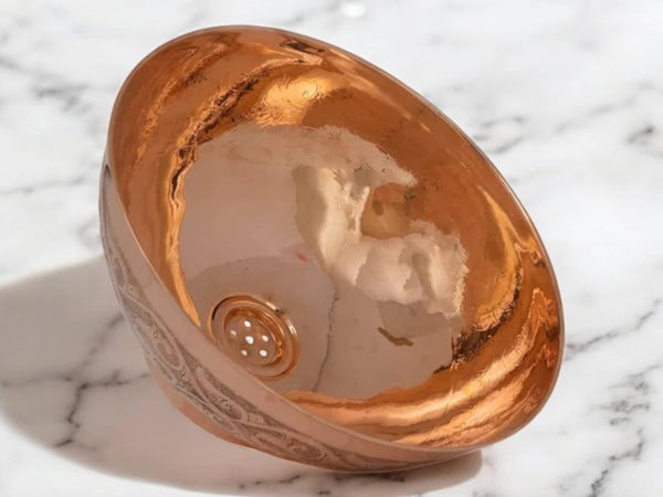 Copper Bathroom Vessel Sink – Hand Engraved & Hammered Bowl Vanity Sink